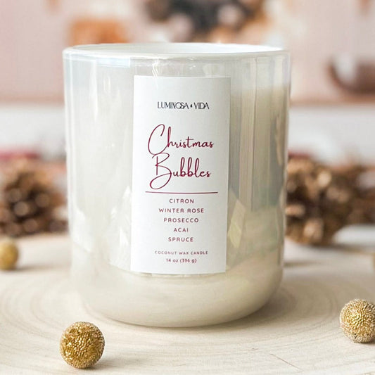 Christmas Candle Scent Notes Citron | Winter Rose | Prosecco | Acai | Blue Spruce | Musk
